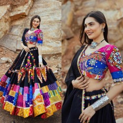 Heavy gamthi work mirror work navratri ghaghra choli